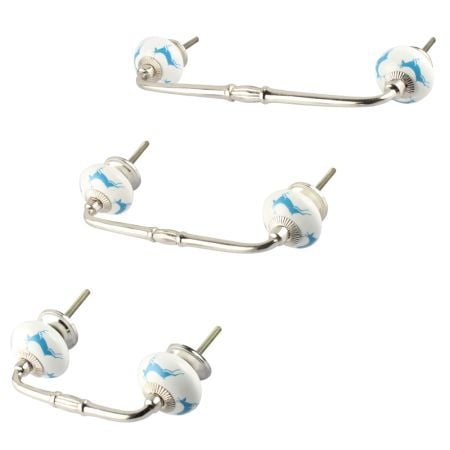 Turquoise Running Rein Deer Pattern Ceramic Bridge Handle