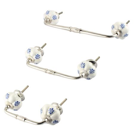 Blue Dahalia Medium Ceramic Bridge Handle