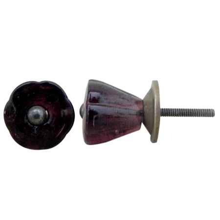 Purple Glass Tulip Knob