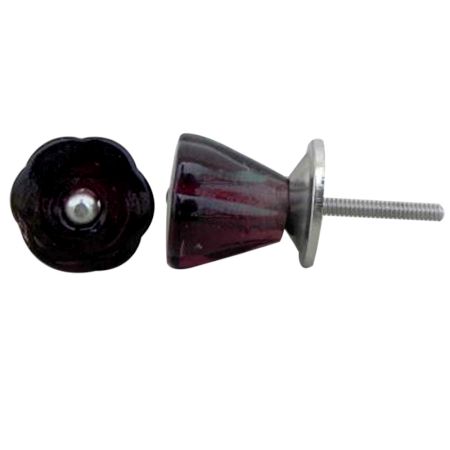 Purple Glass Tulip Knob