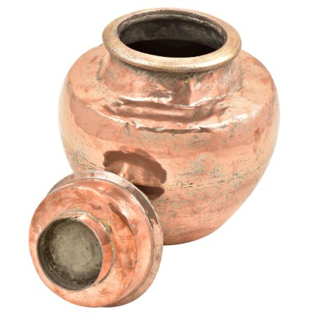 Old  Indian Copper Holy Water Pot With Lid