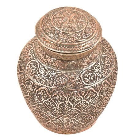 Copper Repousse Hand Made Lidded Jar Or Pot