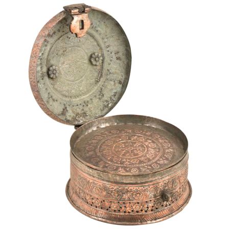 Vintage Large Mughal Style Copper Pandan Betel Box