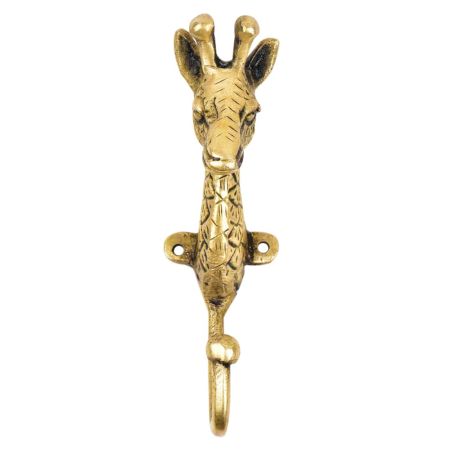 Solid Giraffe Animal Brass Hook