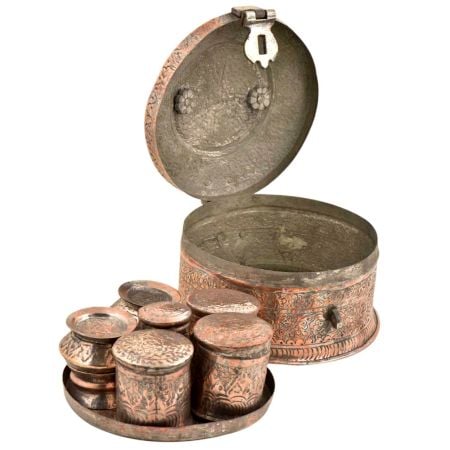 Indian Paan Daan Betel Leaf Storage Copper Container Box