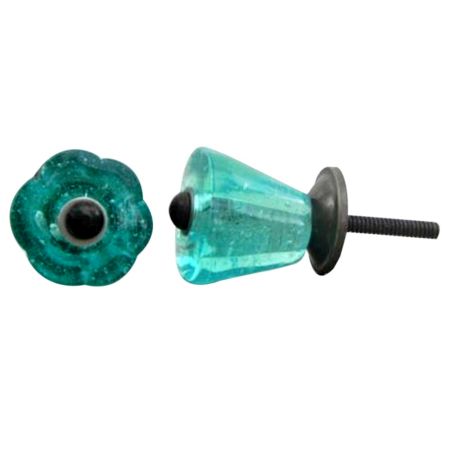 Turquoise Tulip Glass Knob