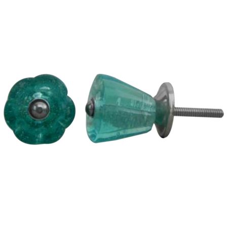 Turquoise Tulip Glass Knob