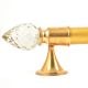 Set Of 2 Teardrop Crystal Curtain Pole Finials With Golden Brass Bracket