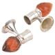 Set Of 2 Red Teardrop Crystal Curtain Pole Finials With Silver Brass Bracket