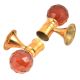 Set Of 2 Red Globe Crystal Curtain Pole Finials With Golden Brass Bracket