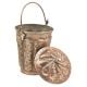 Copper Repousse Floral Bucket With Lid Finial
