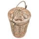 Copper Repousse Floral Bucket With Lid Finial