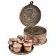 Copper Engraved Leaves Round Beetal Nut Box with Handle