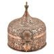 Indian Stupa Form Embossed Design Copper Paandaan Or Betal Nut Box With Lock Handle