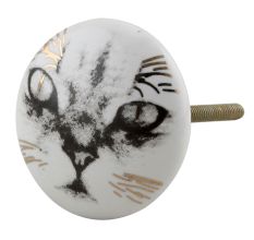 Abyssinian Cat Face Golden pattern Ceramic Cabinet Knobs Online