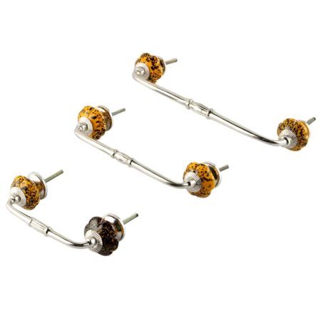 Mustard and Black Melon Glass Bridge Handle