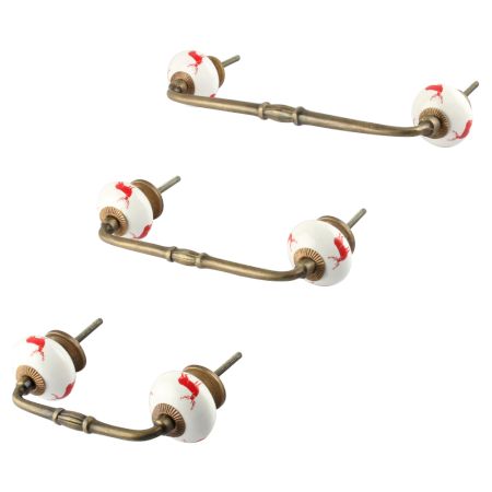 Red Standing Rein Deer Pattern Ceramic Bridge Handle