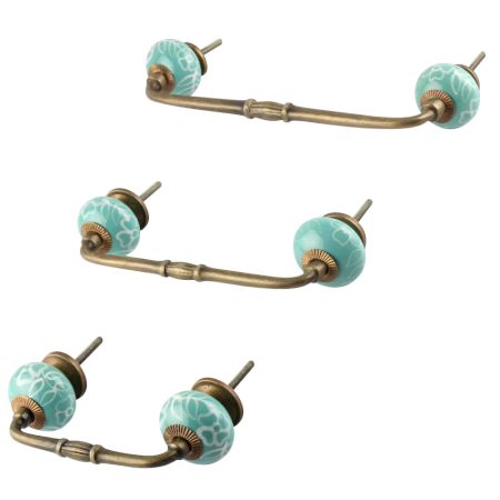 Sea Green Leaf Ceramic Bridge Handle