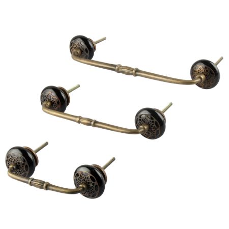 Black Strewn Flat Ceramic Bridge Handle