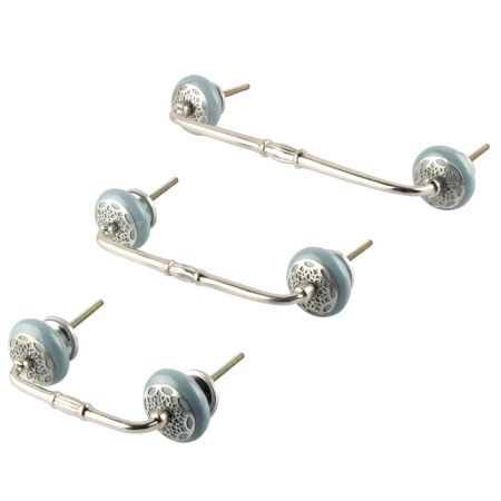 Grey Strewn Flat Ceramic Bridge Handle