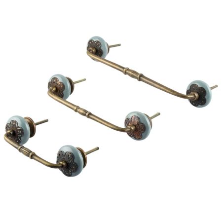 Grey Strewn Flat Ceramic Bridge Handle