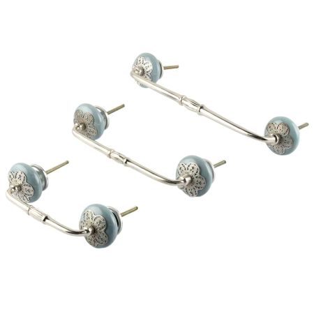 Grey Strewn Flat Ceramic Bridge Handle