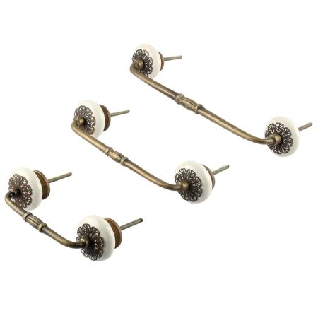 White Strewn Flat Ceramic Bridge Handle