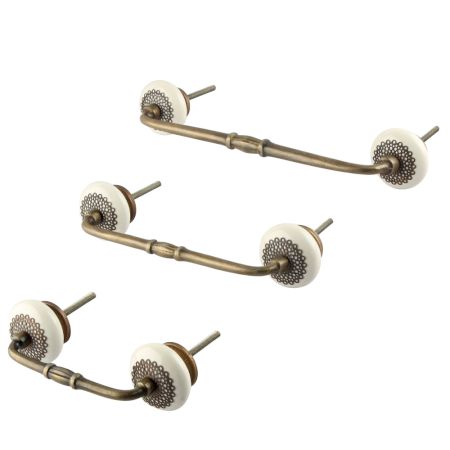 White Strewn Flat Ceramic Bridge Handle