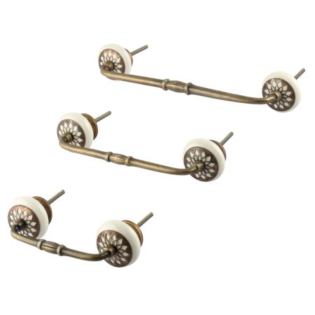 White Strewn Flat Ceramic Bridge Handle