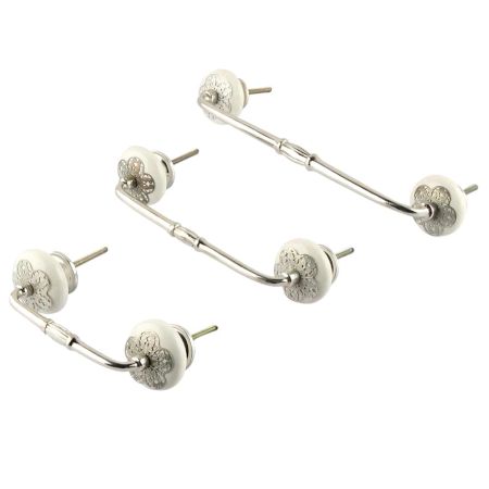 White Strewn Flat Ceramic Bridge Handle