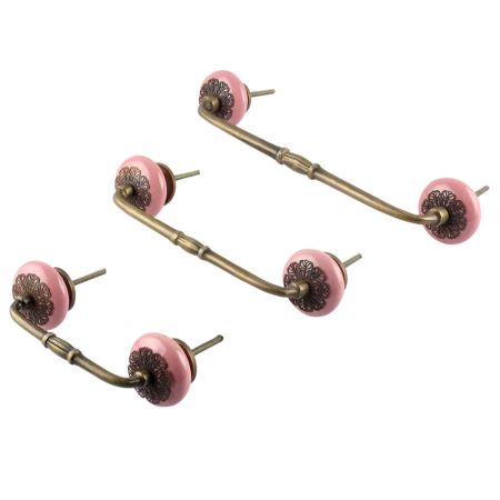Pink Strewn Flat Ceramic Bridge Handle