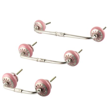 Pink Strewn Flat Ceramic Bridge Handle