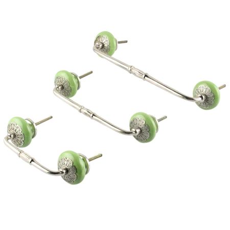 Pea Green Strewn Flat Ceramic Bridge Handle