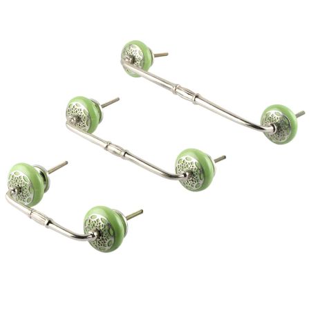 Pea Green Strewn Flat Ceramic Bridge Handle