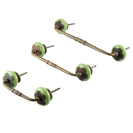 Pea Green Strewn Flat Ceramic Bridge Handle