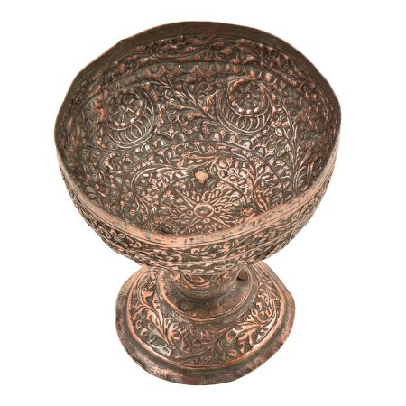 Copper  Ovoid  Bowl Raised On A Tapering Stem On  a circular Foot