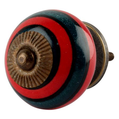 Forest Green And Red Strip Ceramic Cabinet Knobs Online