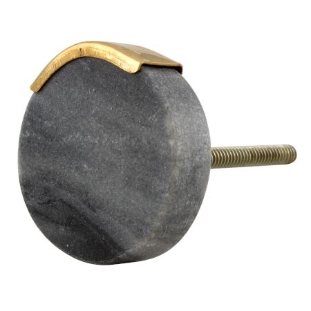 Grey Round Golden Stone Cabinet Knob