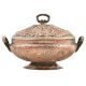 Engraved Kashmiri Copper Rice Bowl With Lid And Handles