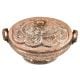 Engraved Floral Design Kashmiri Copper Rice Bowl With Lid And Handles