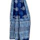 Indigo And White Block Printed Cotton Saree With Blouse Piece