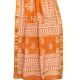 Orange Chanderi Block Print Saree With Golden Border And Bouse Piece