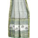 Green Chanderi Block Print Saree With Small Leaf Motifs With Golden Border And Blouse Piece