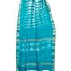 Blue Abstract Print Chanderi Block Print Saree With Silver Blue Border With Blouse Piece