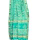 Turquoise Blue With Block Print Design And Diya On Pallu Chanderi Saree With Blouse Piece