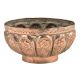 Embossed  Floral Leafy Pattern Pedestal Copper Bowl