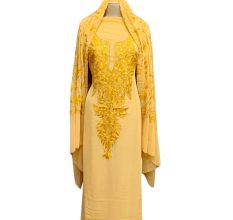 Golden Yellow Delight Floral Dress Fabric Georgette With Matching Dupata