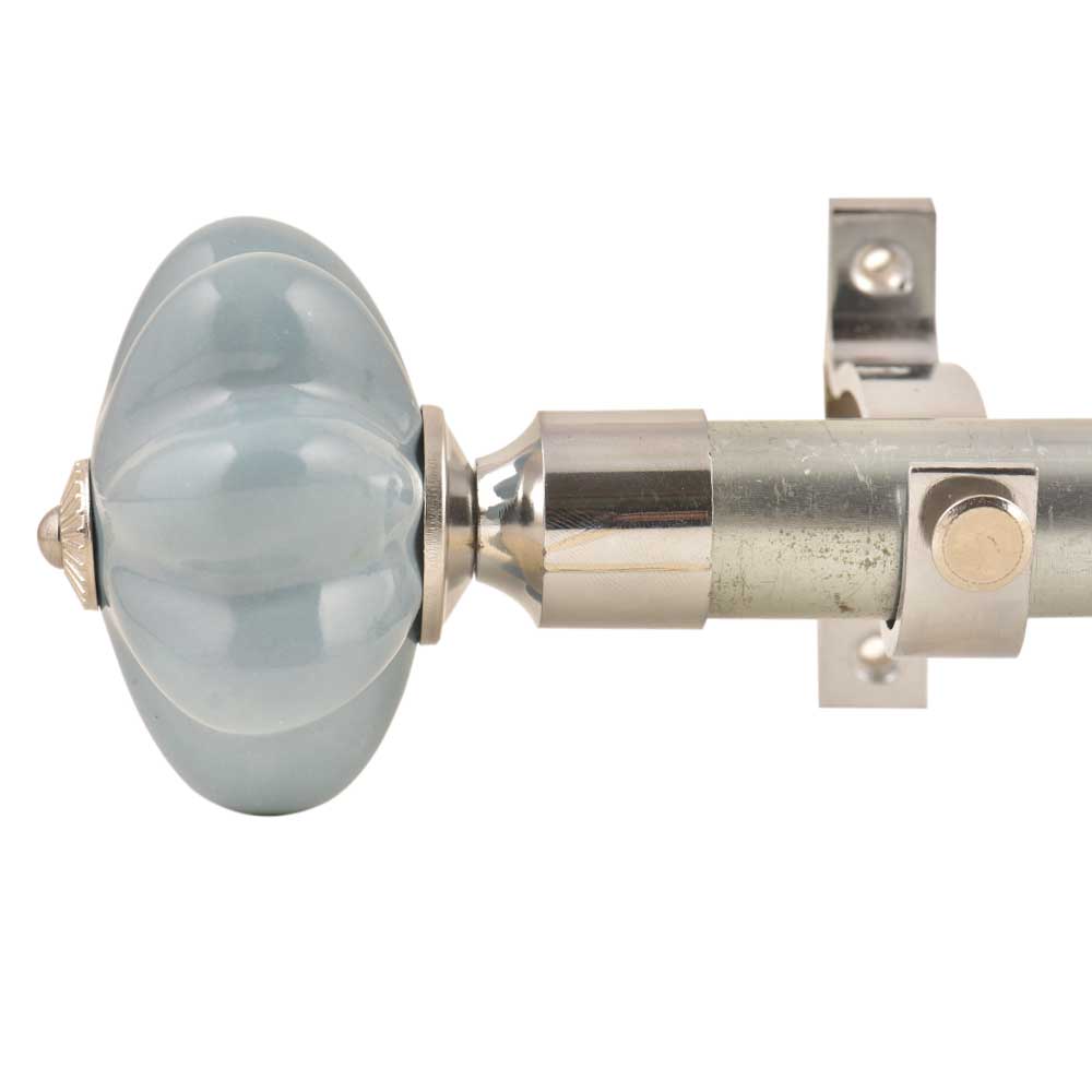 Ceramic Big Flower Shaped Sky Blue Curtain Rod Finial