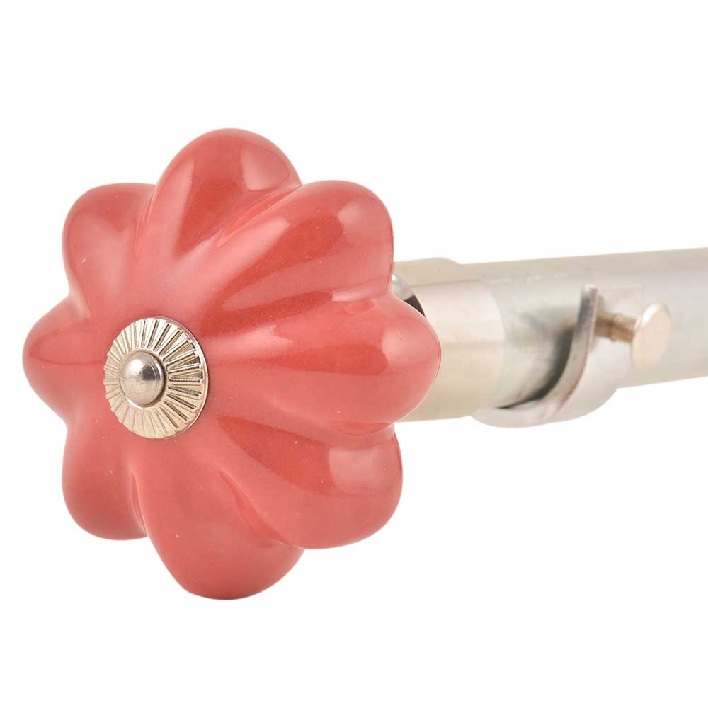 Ceramic Big Flower Shaped Red Curtain Rod Finial