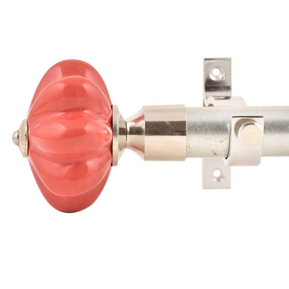 Ceramic Big Flower Shaped Red Curtain Rod Finial